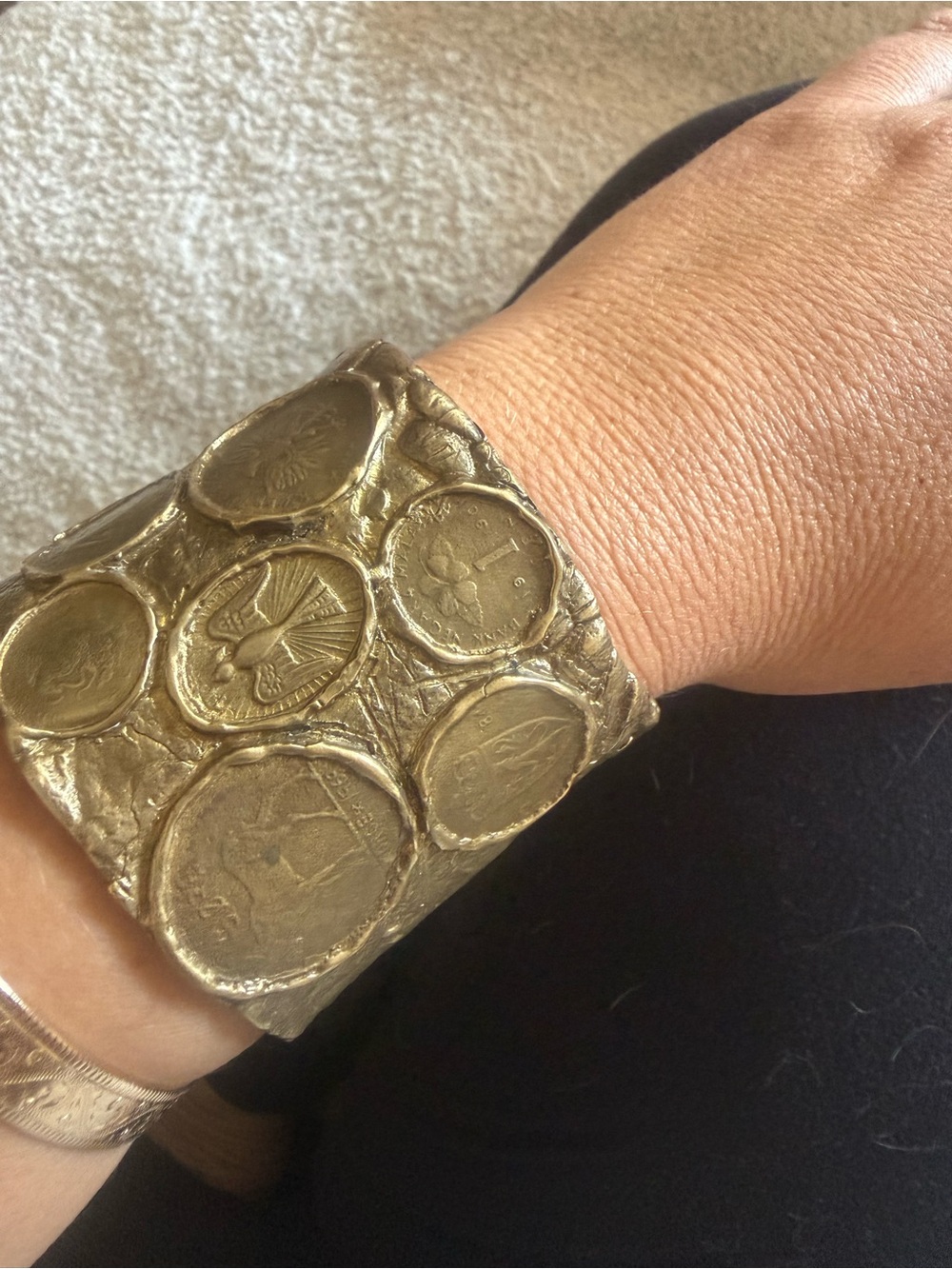 Rare antique coin cuff bracelet